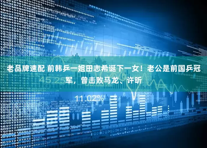 老品牌速配 前韩乒一姐田志希诞下一女！老公是前国乒冠军，曾击败马龙、许昕